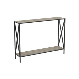 Safdie & Co. Wood Top Metal Frame Modern Contemporary Console Table - 1-Bottom Shelf - Dark Taupe/Black