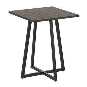 Table d'appoint carré moderne contemporaine, bois et armature en métal, gris foncé/noir