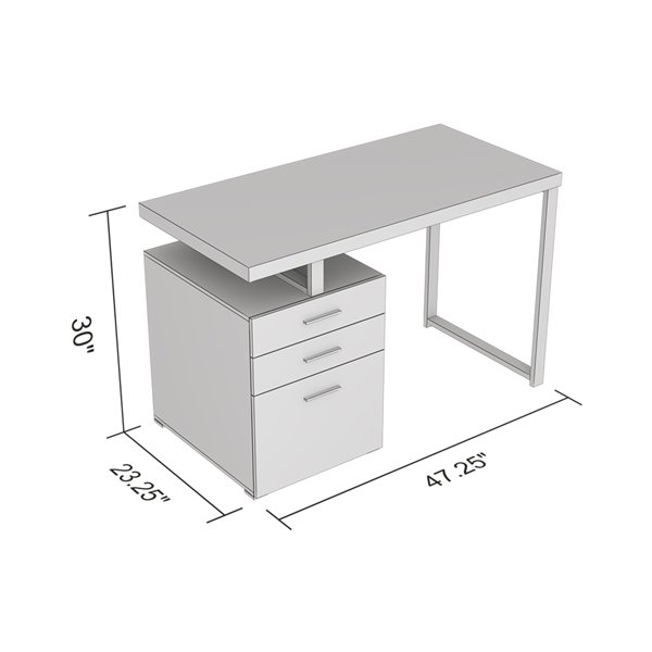 Safdie & Co. Modern Contemporary Reclaimed Wood Computer Desk - 23.25-in W - 3-Drawer - Brown/Black Metal