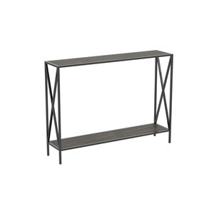 Safdie & Co. Wood Top Metal Frame Modern Contemporary Console Table - 1-Bottom Shelf - Dark Grey/Black