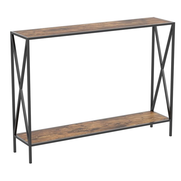 Safdie & Co. Reclaimed Wood Top Metal Frame Modern Contemporary Console Table - 1-Bottom Shelf - Brown/Black