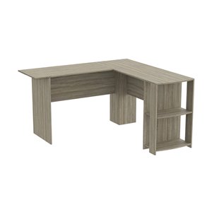 Safdie & Co. Modern Contemporary L-Shaped Desk - 15.5-in W - 2-Shelf - Dark Taupe