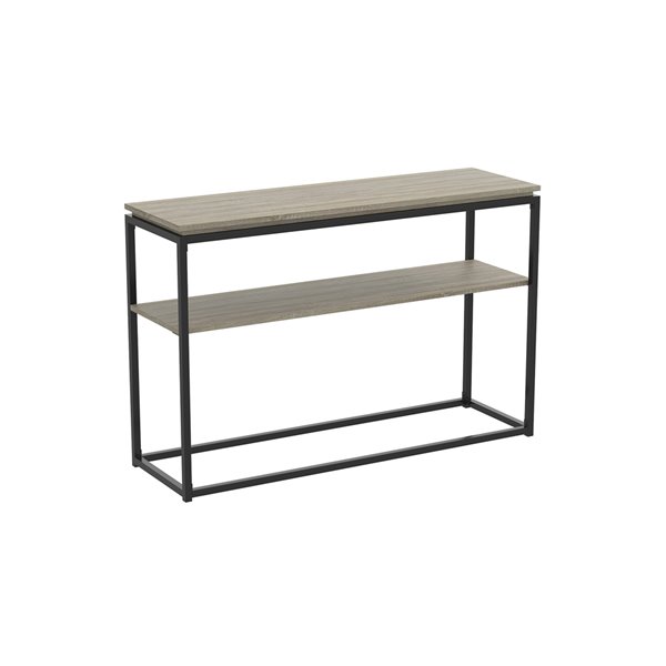 SAFDIE & CO. Table console blanche avec base en métal blanc, 32 po