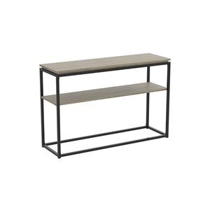 Table console moderne avec plateau en bois et armature de métal de Safdie & Co., 1 tablette, taupe foncée/noir