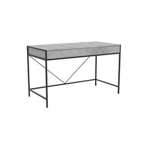 Bureau d’ordinateur moderne contemporain de Safdie & Co., 2 tiroirs, 23,75 po, ciment gris/métal noir