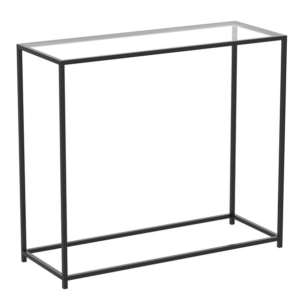 Safdie & Co. Glass Top Metal Frame Modern Contemporary Console Table - Black