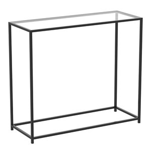 Safdie & Co. Glass Top Metal Frame Modern Contemporary Console Table - Black