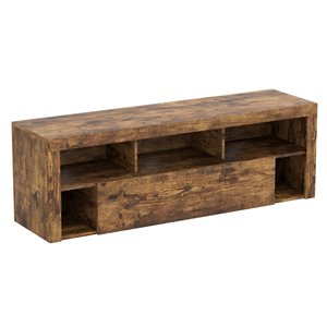 Meuble de télé rustique en bois réclamé de Safdie & Co., 5 tiroirs et 1 vaste tiroir, brun