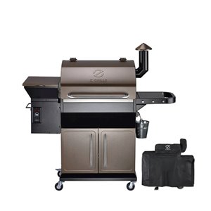 inQbrands Pellet Barbecue ZGrills-1000D - 1060-sq. in. - Brown Stainless Steel