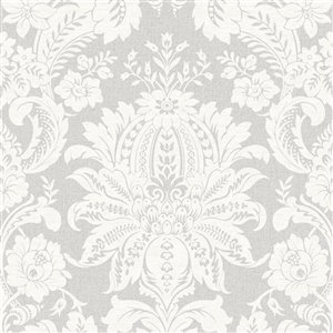 Papier peint Impératrice en tissu non-tissé texturé au motif damas par Graham & Brown, non encollé, 56 pi², gris