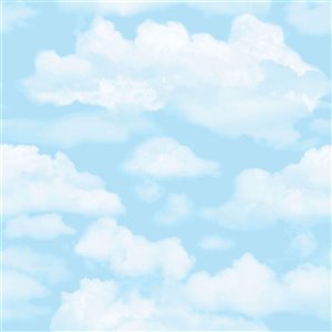 Papier peint Enfants en papier au motif de nuages par Graham & Brown, non encollé, 56 pi², bleu/blanc