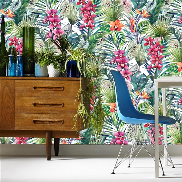 Graham & Brown Strata Non-Woven Floral Wallpaper - Unpasted/Paste