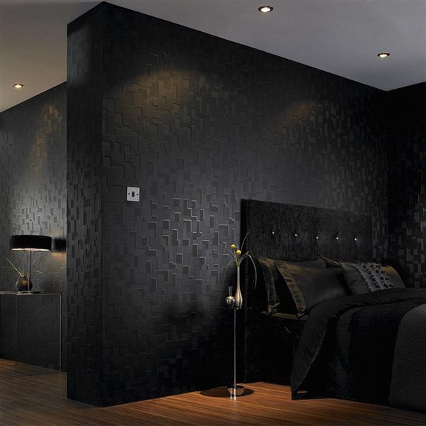 Graham & Brown Vinyl Textured 3D Geometric Wallpaper - Unpasted/Paste the  wall - 56-sq. ft - Black 30-178 | RONA