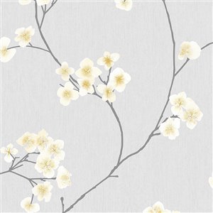 Papier peint Simplicité en tissu non-tissé texturé au motif floral par Graham & Brown, non encollé, 56 pi², gris/ocre