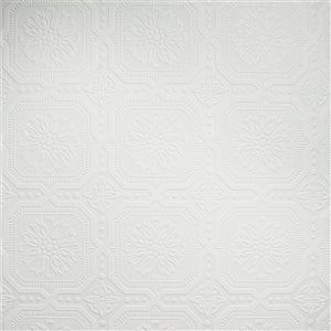 Papier peint en vinyle texturé peinturable au motif de petits carrés par Graham & Brown, non encollé, 56 pi², blanc
