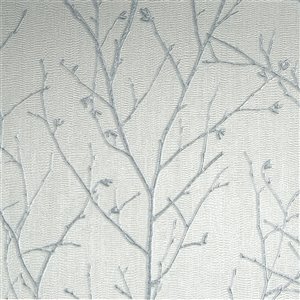 Papier peint Evita en vinyle texturé au motif de vignes par Graham & Brown, non encollé, 56 pi², argent clair