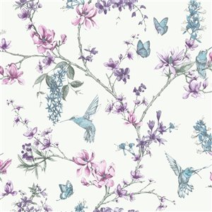 Papier peint Simplicité en tissu non-tissé au motif floral par Graham & Brown, non encollé, 56 pi², Perle/lilas