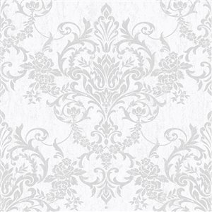 Papier peint Enfants en tissu non-tissé texturé au motif damas par Graham & Brown, non encollé, 56 pi², argent