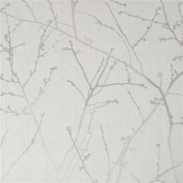 Graham & Brown Simplicity Non-Woven Textured Ivy/Vines Wallpaper -  Unpasted/Paste the wall - 56-sq. ft - White Mica 33-275 | RONA