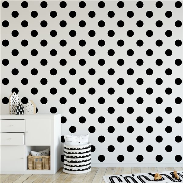 Graham & Brown Kids Paper Polka Dot Wallpaper - Unpasted/Paste the wall -  56-sq. ft - Black/White 100104 | RONA