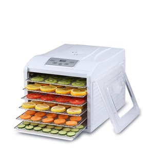 Déshydrateur d'aliments compact Arizona Sol de BioChef, 6 plateaux en acier, blanc