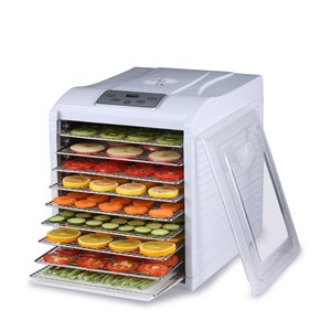 Déshydrateur d'aliments compact Arizona Sol de BioChef, 9 plateaux en acier, blanc