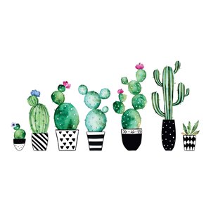 Watercolor Cactus Wall Decals Set of 8