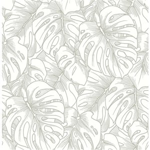 Papier peint Balboa Botanical de A-Street Prints, argent