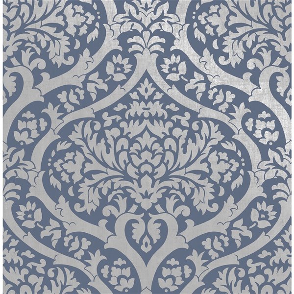 Fine Decor Sandringham Damask Wallpaper - Blue