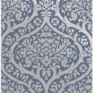 Fine Decor Sandringham Damask Wallpaper - Blue