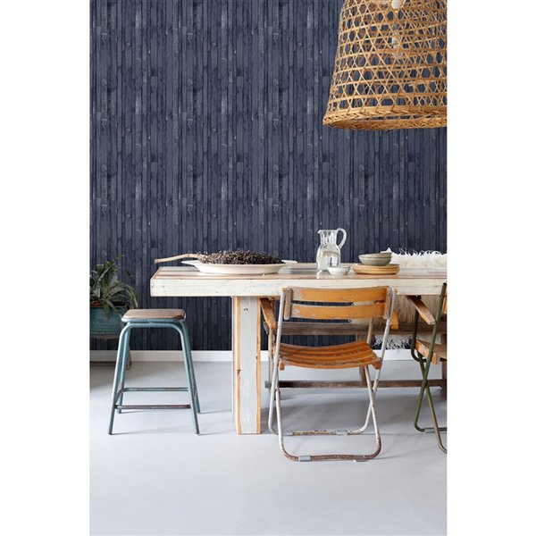 ESTA Home Azelma Wood Wallpaper - Navy