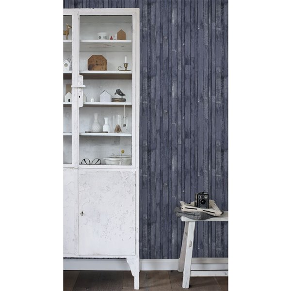 ESTA Home Azelma Wood Wallpaper - Navy