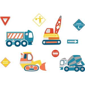 Construction Zone Wall Art Kit