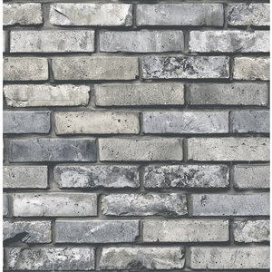 Brewster Painted Brick Wallpaper - Grey