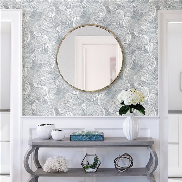 A-Street Prints Karson Swirling Geometric Wallpaper - Slate