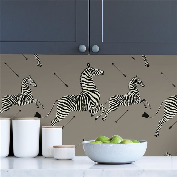 Scalamandre Zebra Safari Self Adhesive Wallpaper - Grey