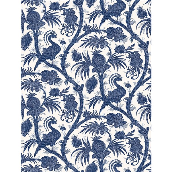 Scalamandre Balinese Peacock Self Adhesive Wallpaper - Indigo