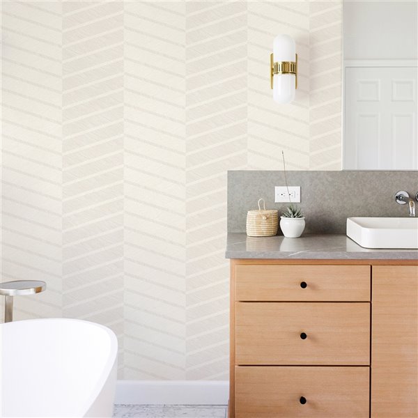 A-Street Prints Aspen Chevron Wallpaper - White