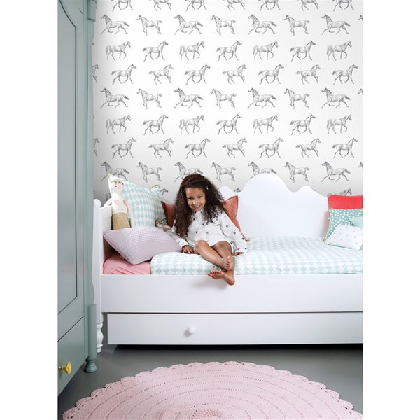 ESTA Home Burnett Horses Wallpaper - Off-White