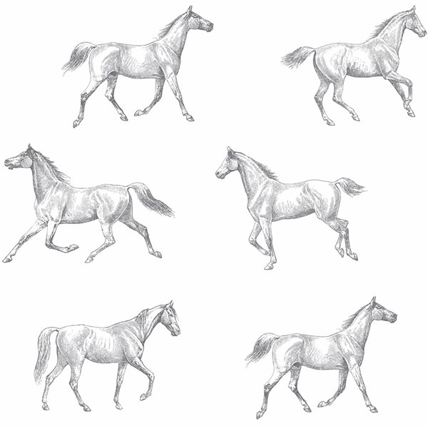 ESTA Home Burnett Horses Wallpaper - Off-White