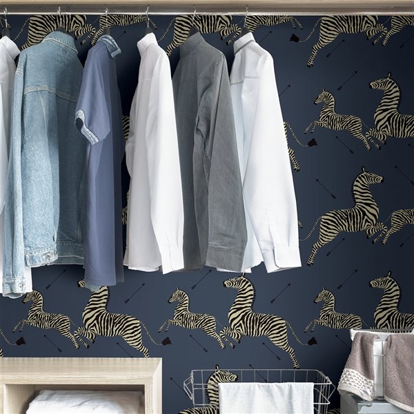 Scalamandre Zebra Safari Self Adhesive Wallpaper - Denim