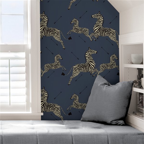 Scalamandre Zebra Safari Self Adhesive Wallpaper - Denim