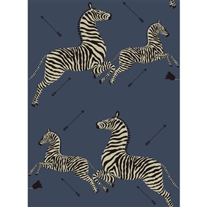 Scalamandre Zebra Safari Self Adhesive Wallpaper - Denim