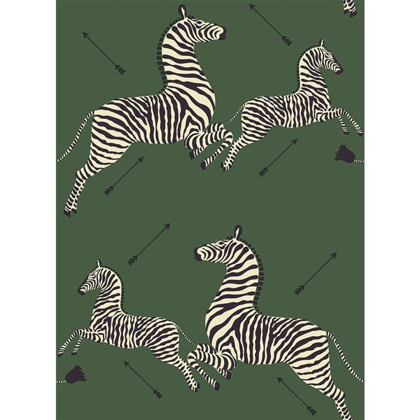 Scalamandre Serengeti Zebra Safari Self Adhesive Wallpaper - Green SCS3871  | RONA