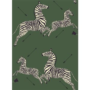 Scalamandre Serengeti Zebra Safari Self Adhesive Wallpaper - Green