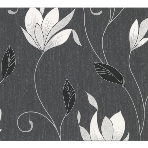 Advantage Gallagher Floral Trail Wallpaper Charcoal 2814 M0783 Rona