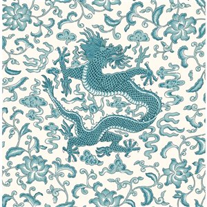 Papier peint Chi'en Dragon Self Adhesive de Scalamandre, paon