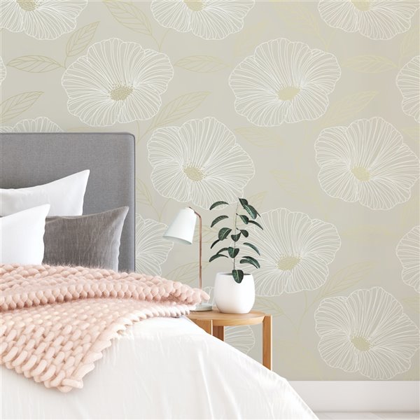 Papier peint Floweret Peel and Stick de NuWallpaper, blanc