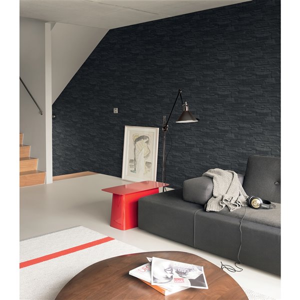 Advantage Collegiate Stacked Slate Wallpaper - Charcoal