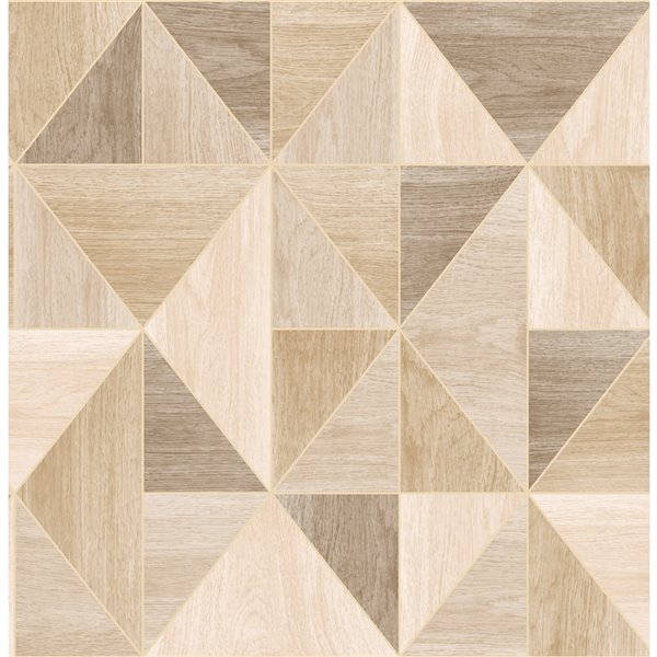 Advantage Simpson Geometric Wood Wallpaper - Light Brown